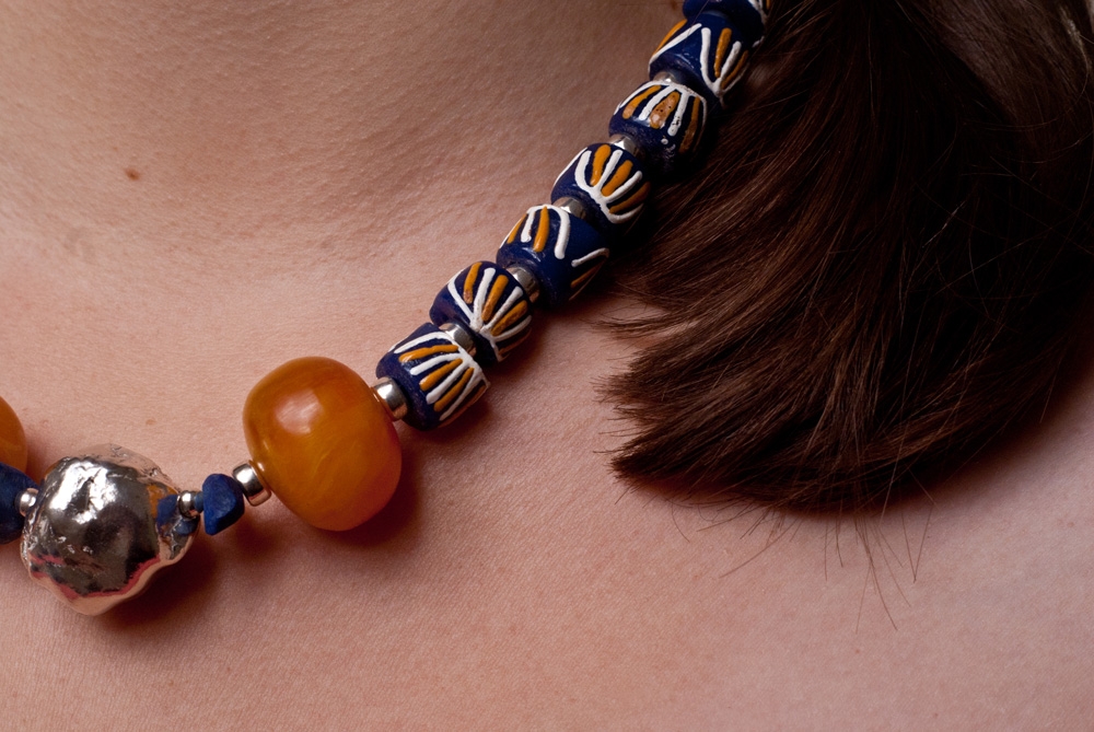 Amber, Ghanian & Silver Beads - image